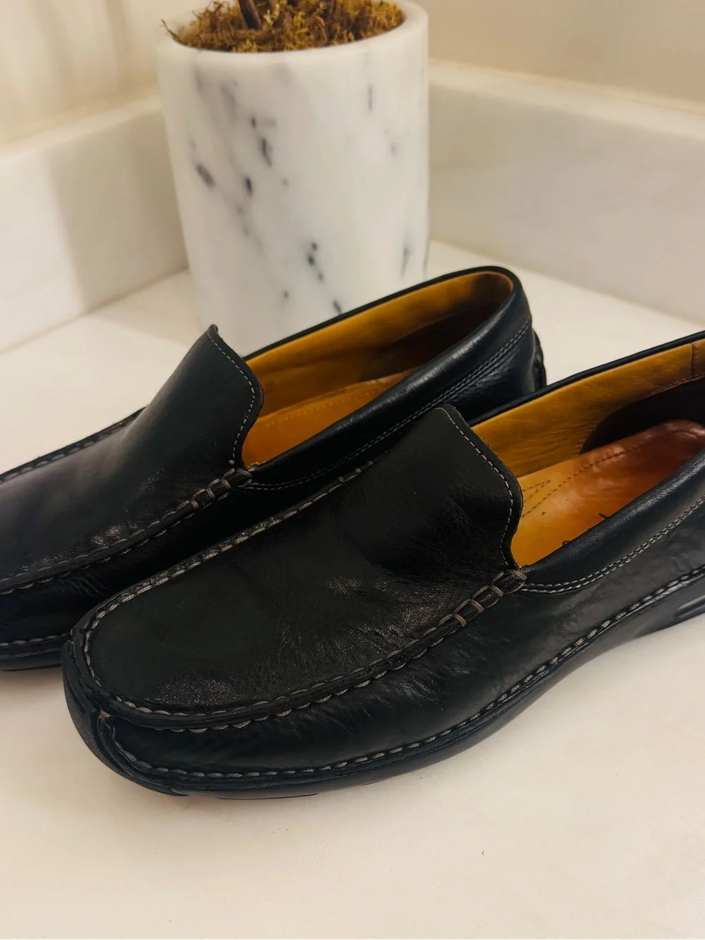 Men's Cole Haan Nike Air Tucker Venetian Black Leather Driving Loafers Size 9